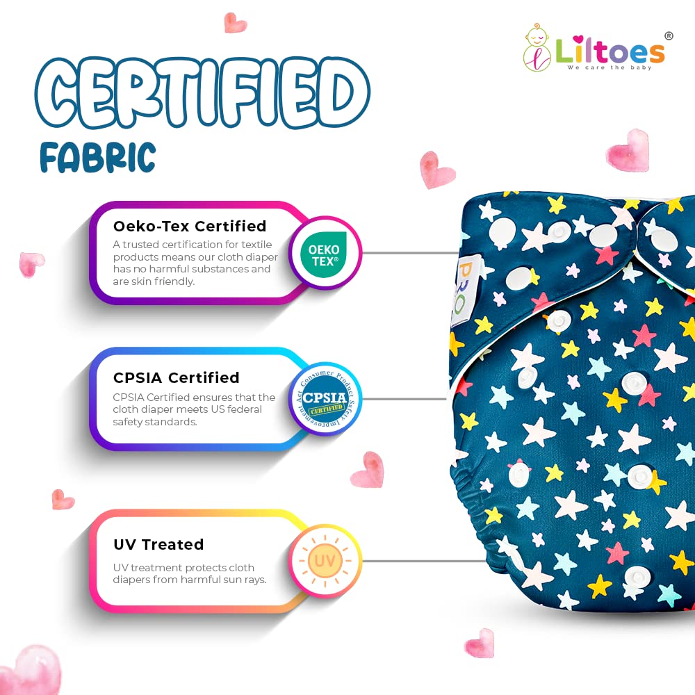 Pro Cloth Diaper (Star Blue & Heart)