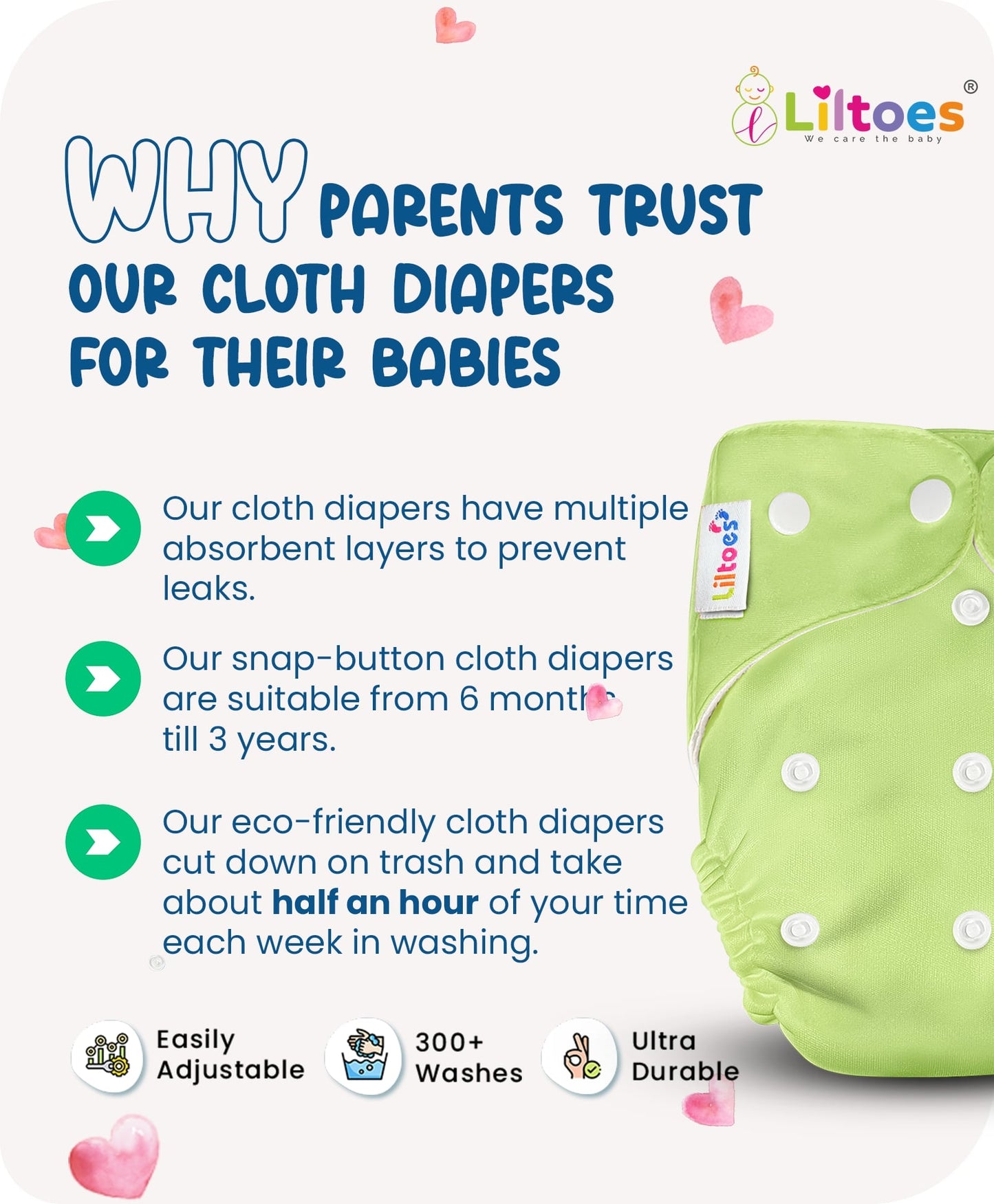 Pro Cloth Diaper (Red And Green) With Dry Sheet