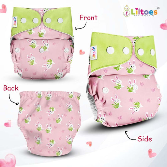 Multicolour Printed Cloth Diaper With Inserts (Pack Of 3)