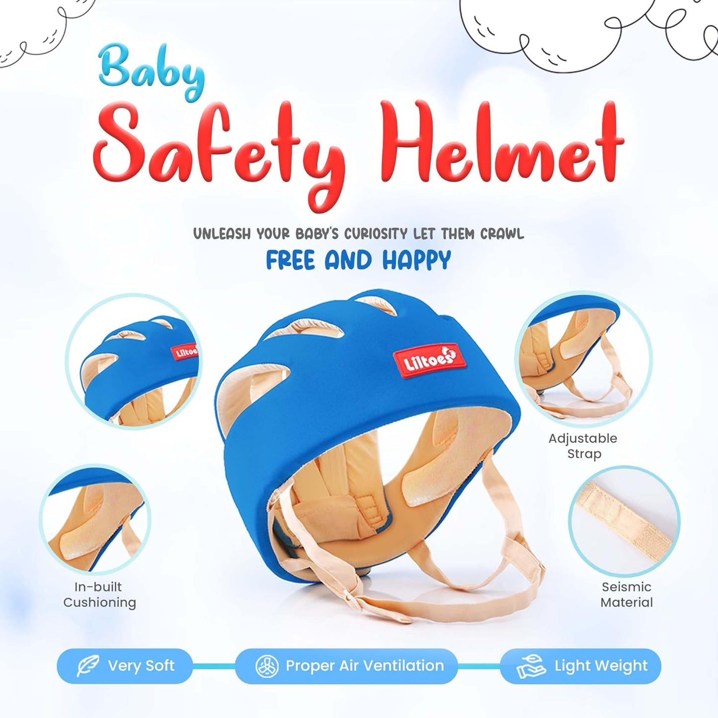 Baby Head Protector (Royal Blue), Corner Guard & Cabinet Lock