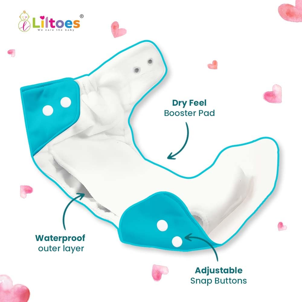 2 Cloth Diaper With 4 Inserts (Assorted Colour)
