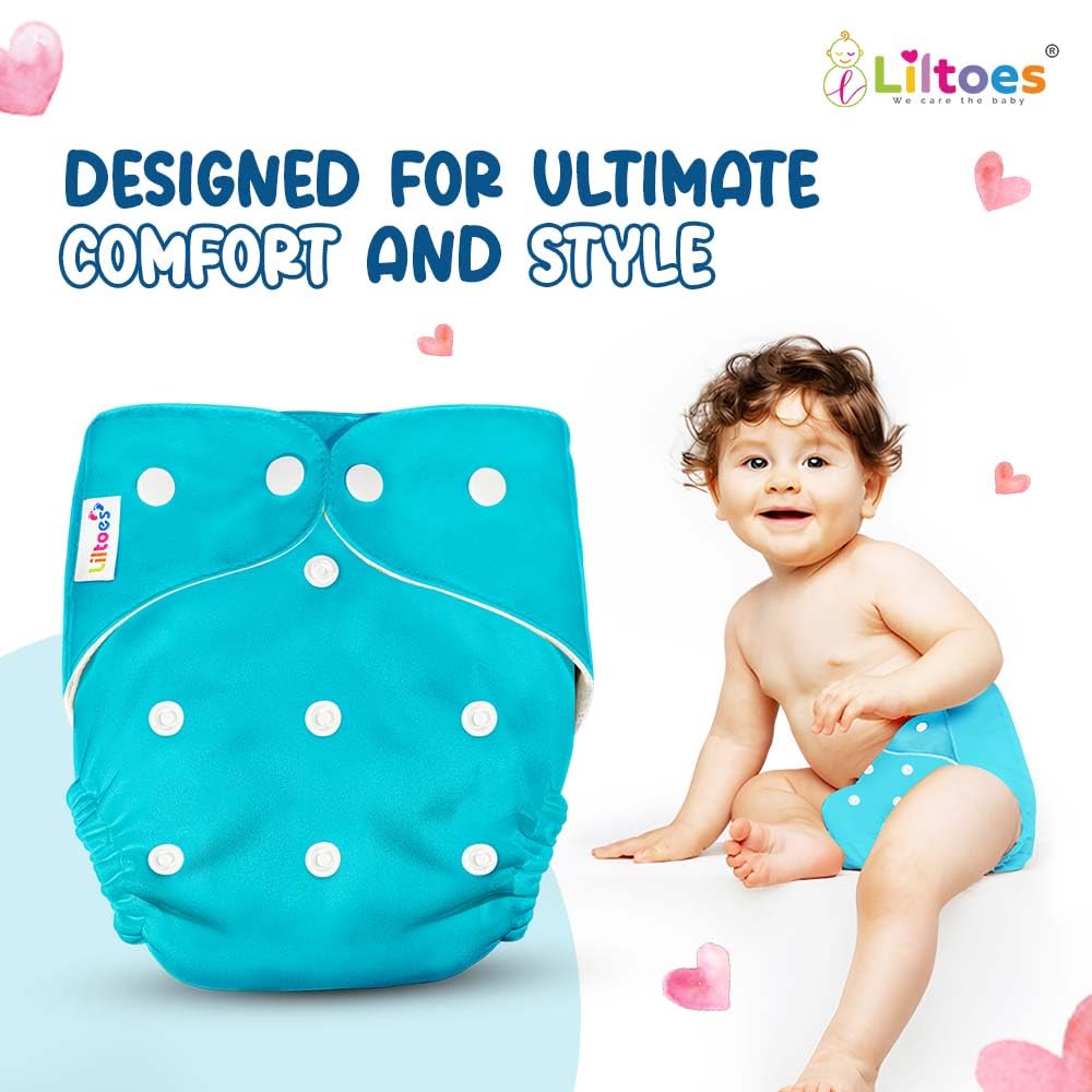 2 Cloth Diaper With 4 Inserts (Assorted Colour)