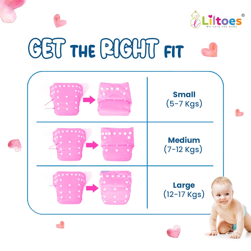 2 Cloth Diaper With 4 Inserts (Assorted Colour)