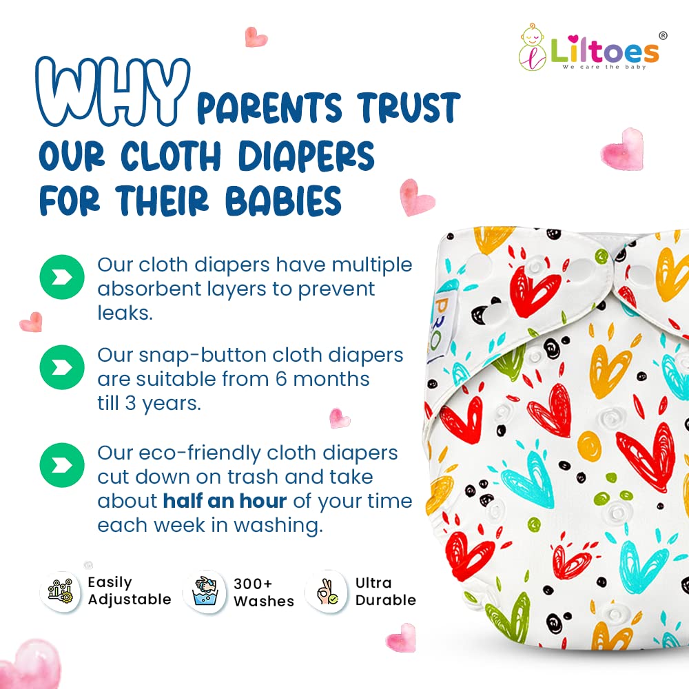Cloth Diaper (BLUE-STAR, HEART & GREEN)