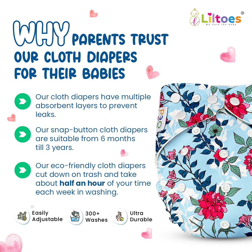 Cloth Diaper (CLOUD, ROSE-FLOWER & YELLOW)
