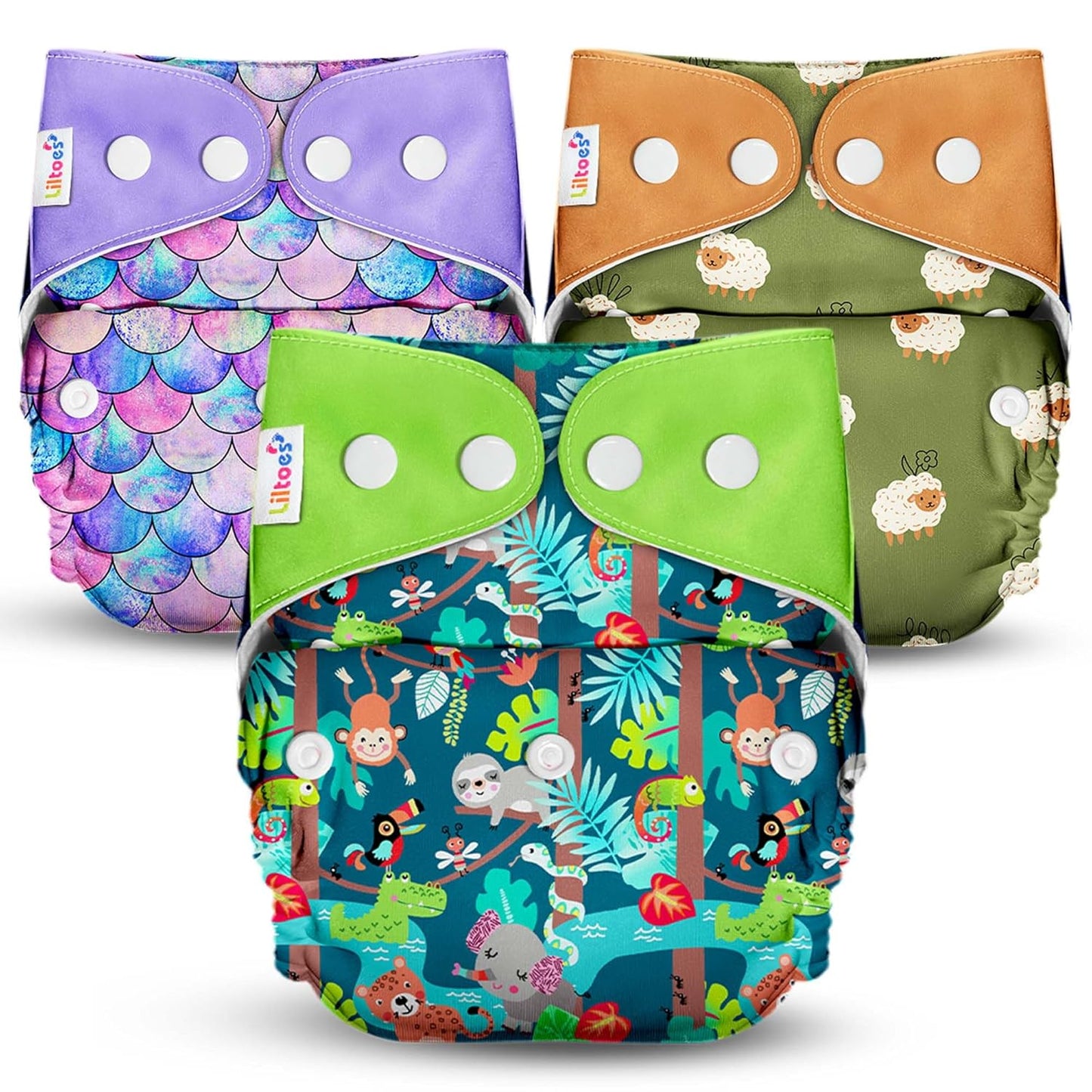 Cloth Diaper (Jungle Safari, Little Mermaid & Nerdy Sheep)