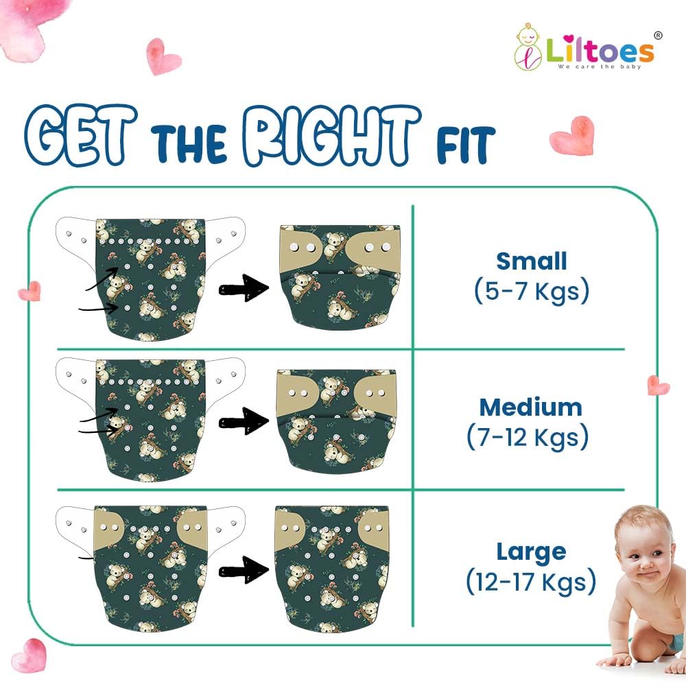 Cloth Diaper (Dozing Koala, Maze Green & Avo Baby)