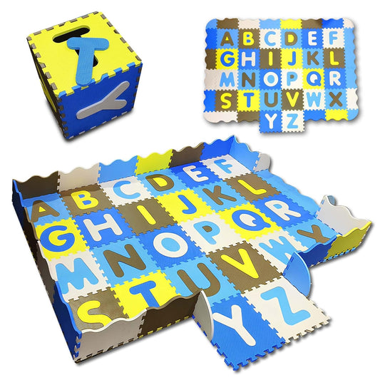A to Z Puzzle Mat with Side Walls -Set of 46 Tiles (Multicolour)