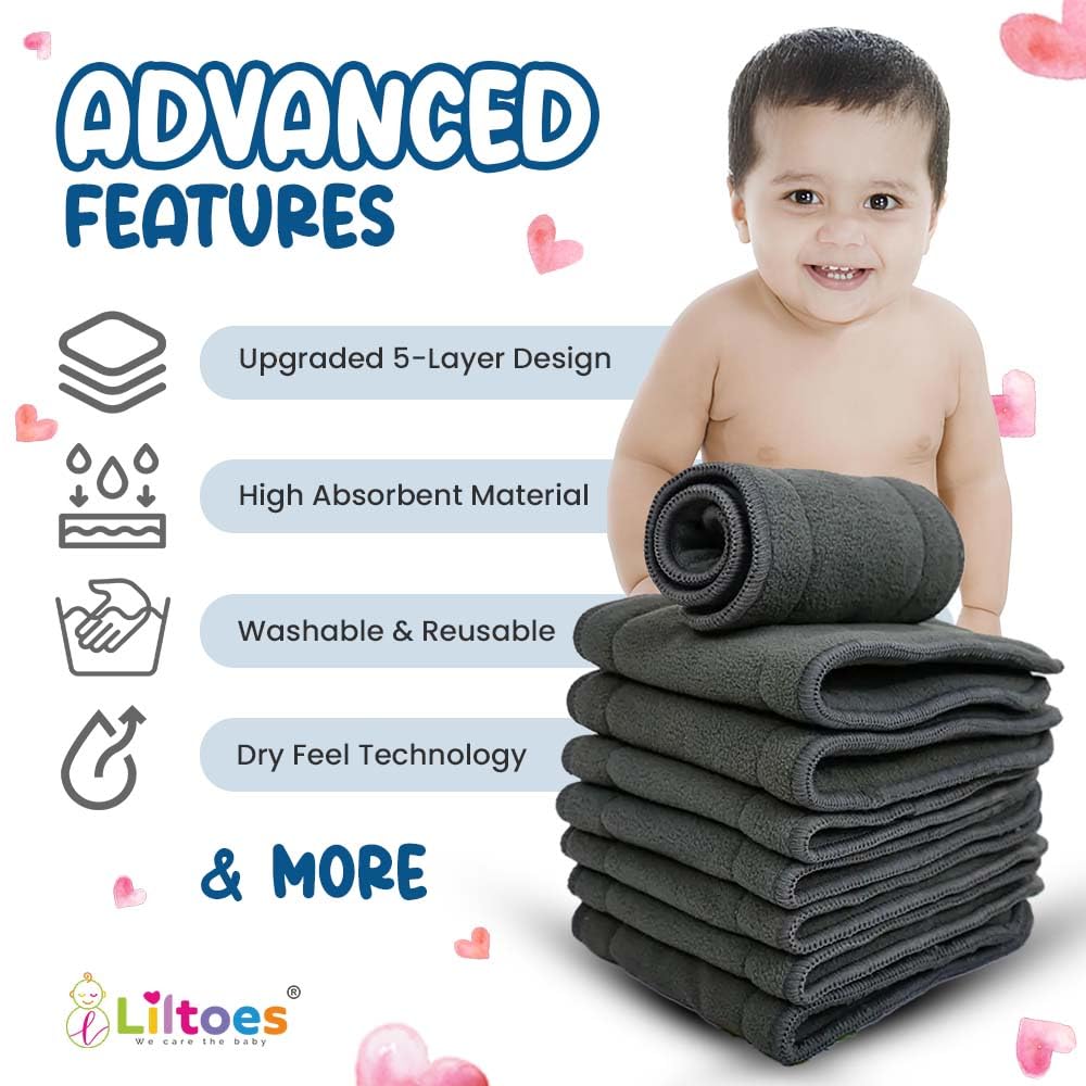 Booster Pads for Cloth Diaper (Black) Pack Of 3