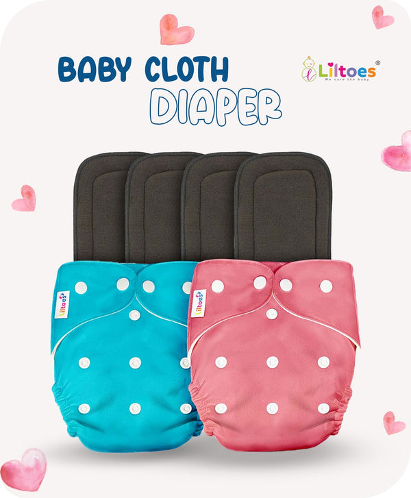 Blue and Pink Cloth Diaper With Inserts