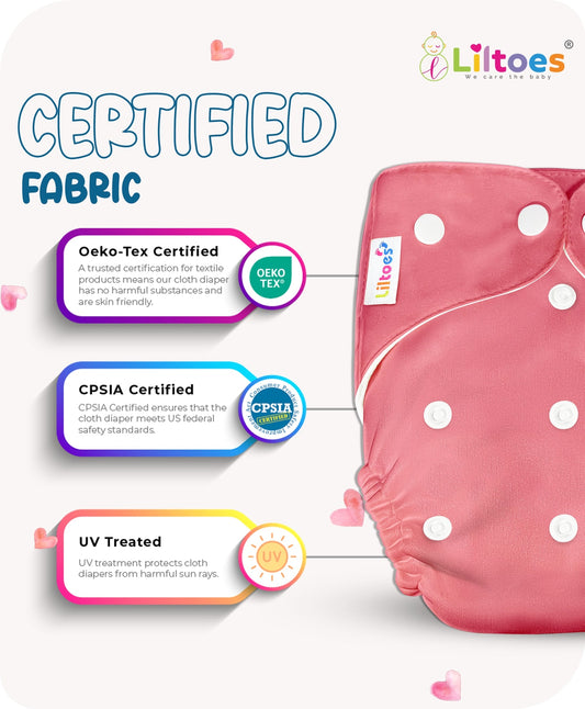 Multicolour Cloth Diaper With Inserts (Pack Of 7)