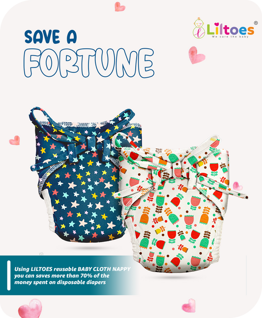 Cloth Nappy (Rose-Flower And Blue Star)