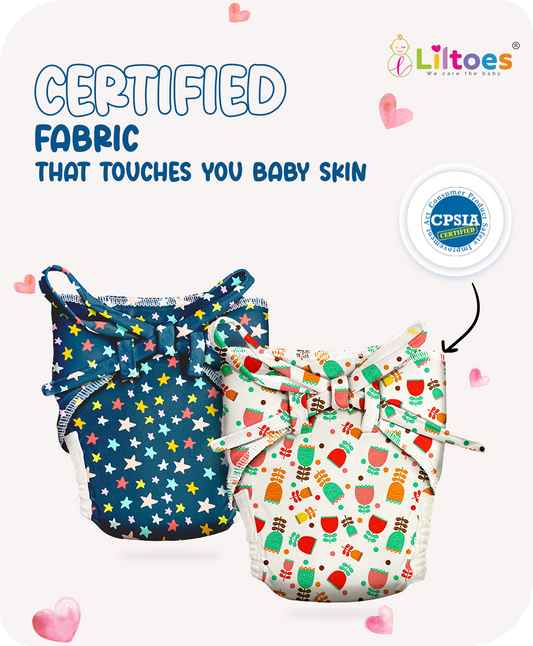 Cloth Nappy (Rose-Flower And Blue Star)