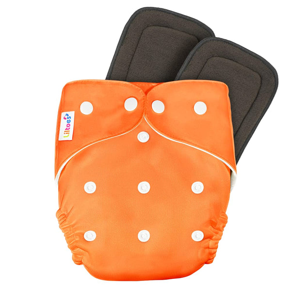 Orange Reuseable Cloth Diaper | With Black insert