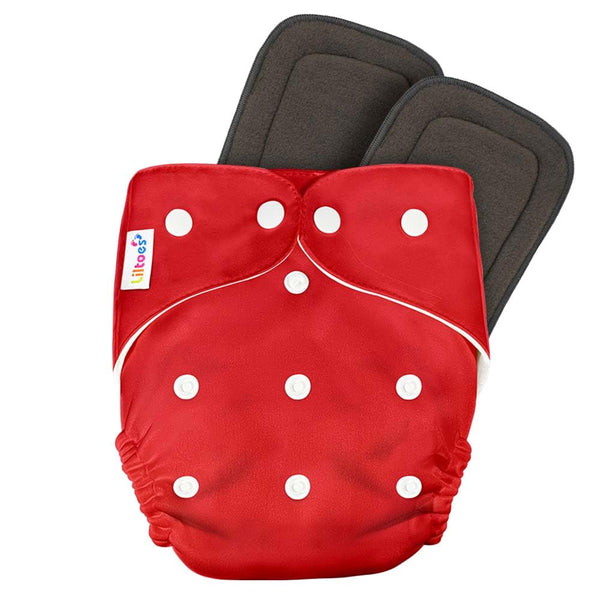 Red Reuseable Cloth Diaper | With Black insert