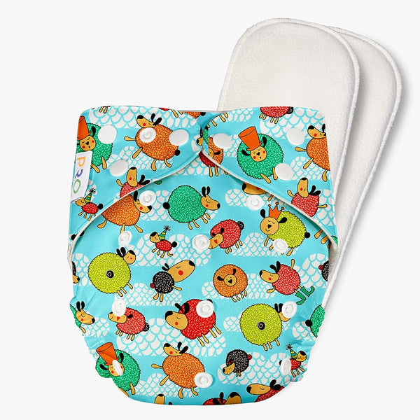 Pro Reuseable Cloth Diaper Sheep Printed