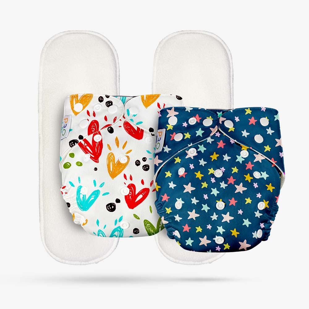 Pro Cloth Diaper (Star Blue & Heart)