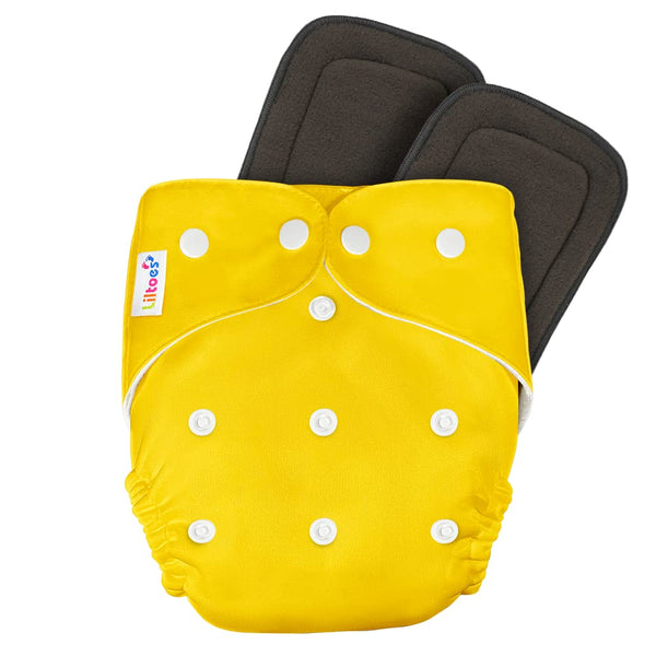 Yellow Reuseable Cloth Diaper | With Black insert