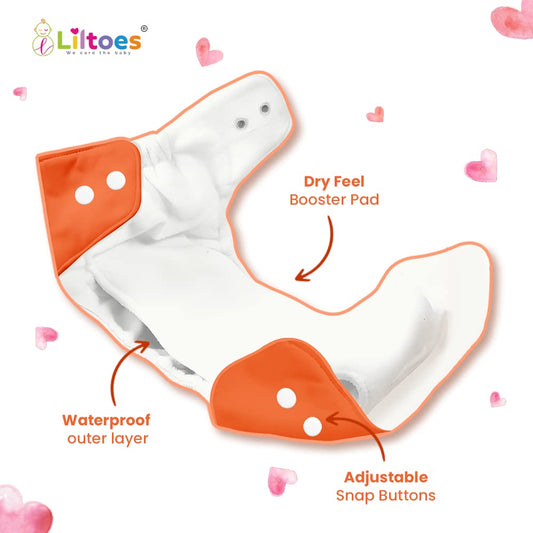 Cloth Diapers (Orange) With Black insert