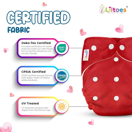 Cloth Diapers (Red) With Black insert