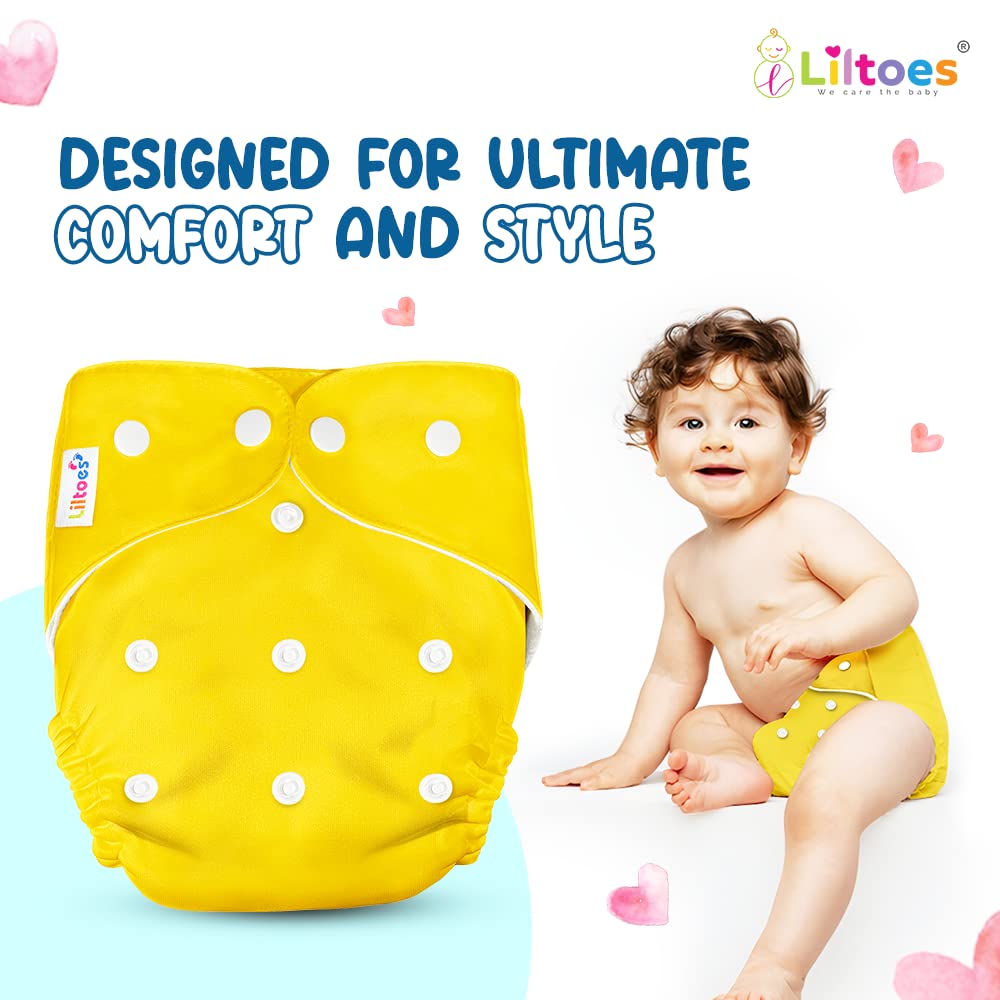 Cloth Diapers (Yellow) With Black insert