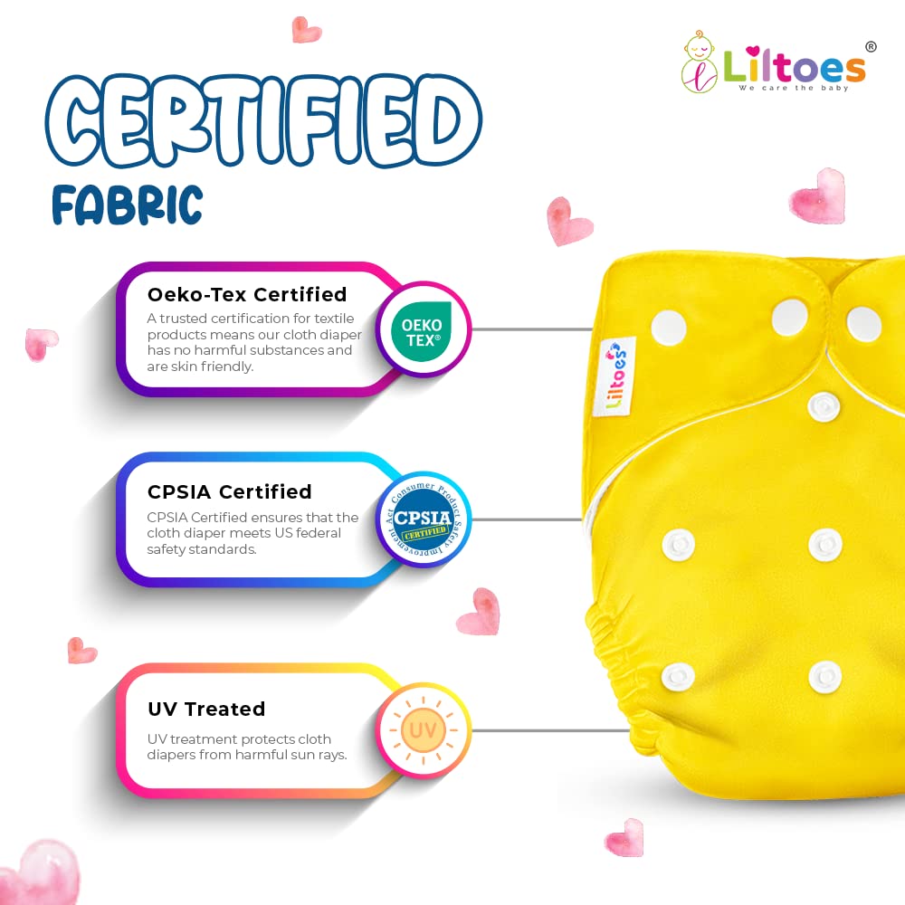 Cloth Diapers (Yellow) With Black insert
