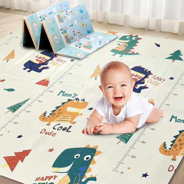 Liltoes Speedy Saurus Double Sided Water Proof Baby Play Mat,Reversible Play Mats for Kids,Baby Carpet,for Crawling Baby,Extra Large Size(200Cmx150Cm) Multicolor
