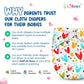 Cloth Diaper (BLUE-STAR, HEART & GREEN)
