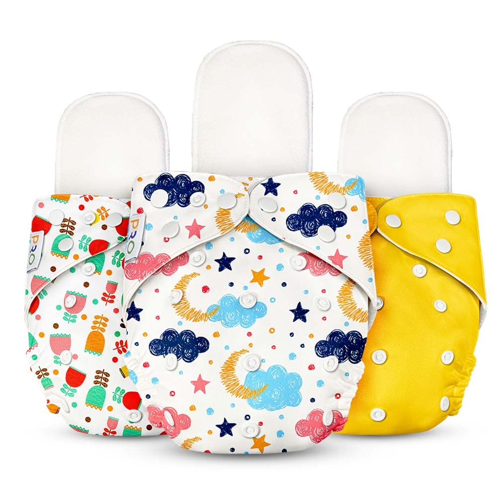 Cloth Diaper (CLOUD, ROSE-FLOWER & YELLOW)