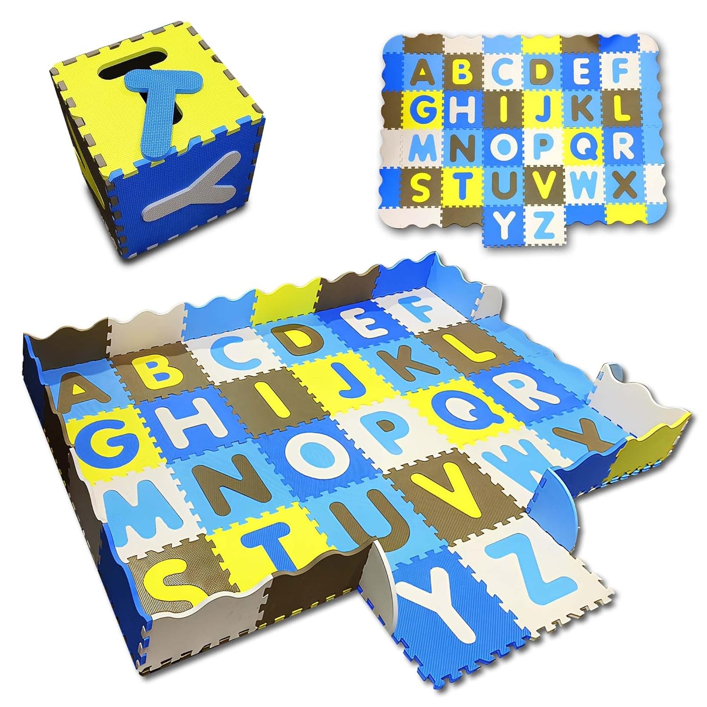 A to Z Puzzle Mat with Side Walls -Set of 46 Tiles (Multicolour)