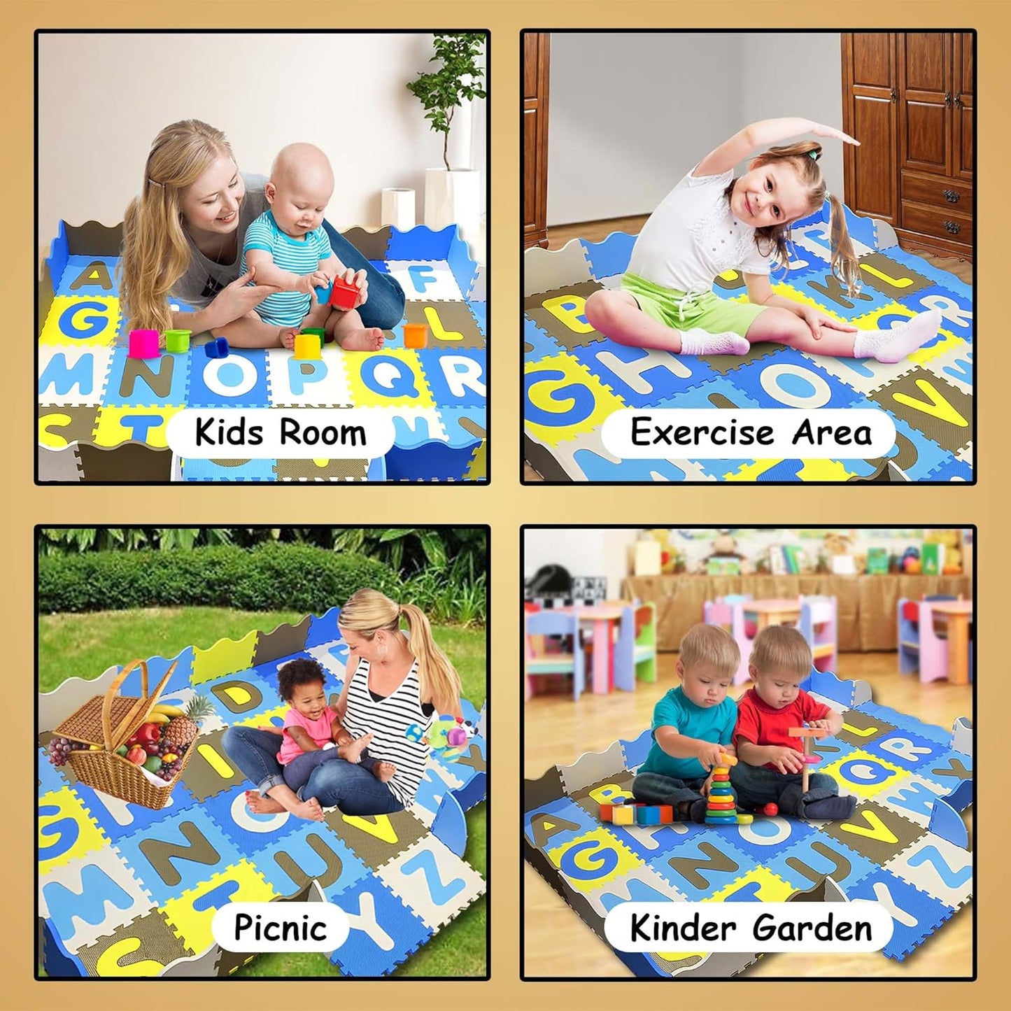 A to Z Puzzle Mat with Side Walls -Set of 46 Tiles (Multicolour)