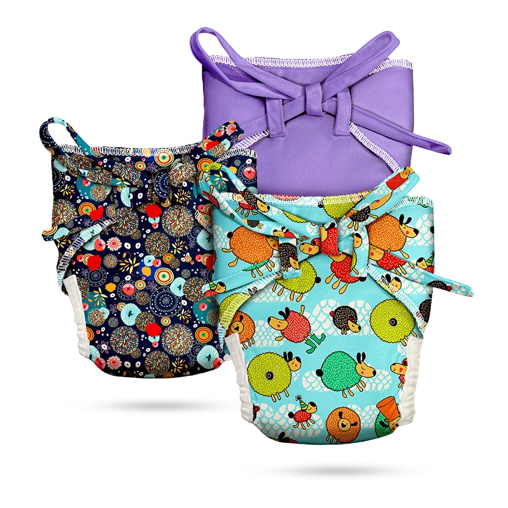 CLOTH NAPPY PACK OF 3 (FLORESCENT, SHEEP & PURPLE)