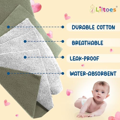Booster Pads for Cloth Diaper (Green) Pack Of 5